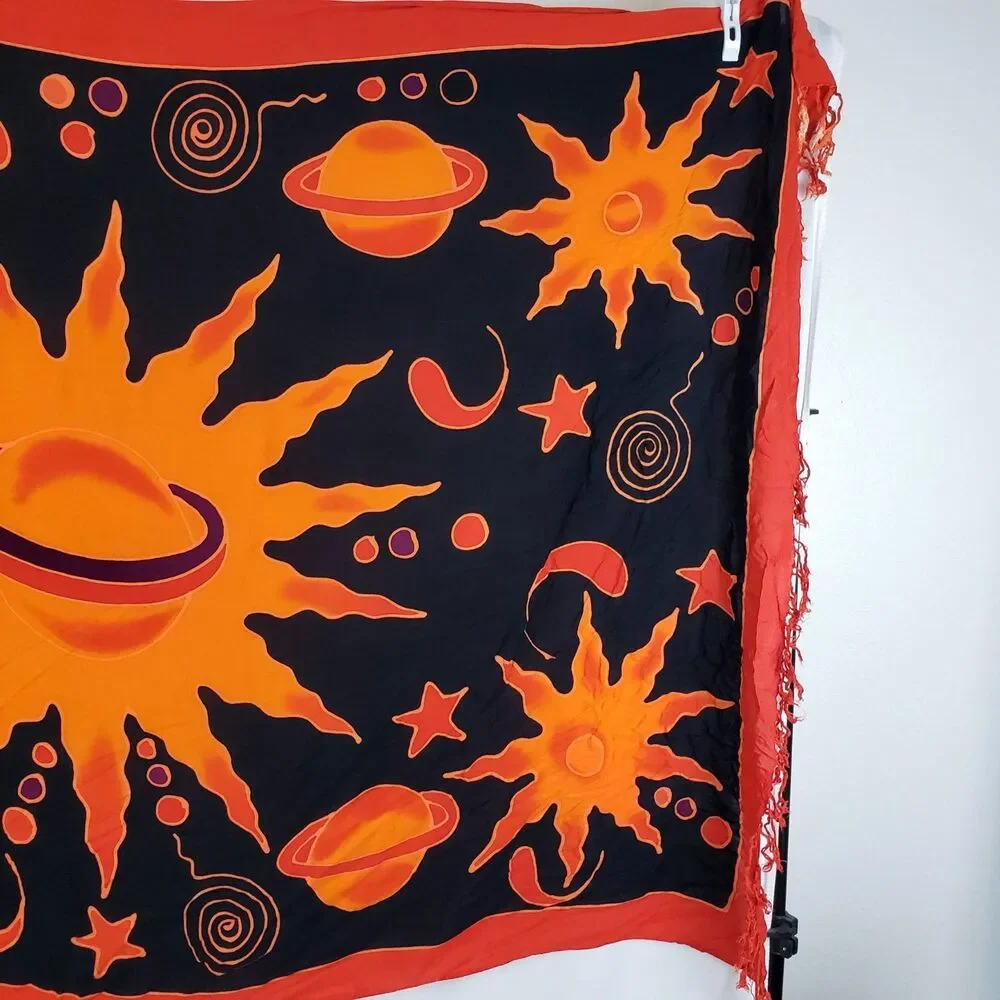 Celestial Sun Planet Sarong Pareo Wall Tapestry 66x46 Whimsigoth Boho Rayon